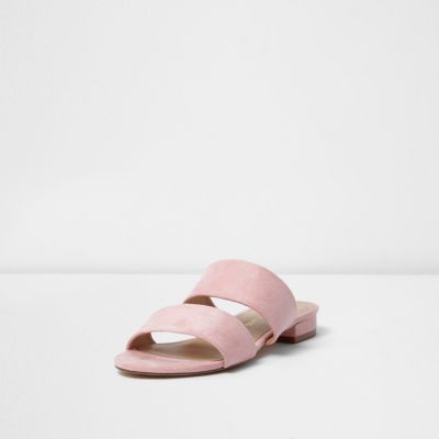 Pink two strap mules